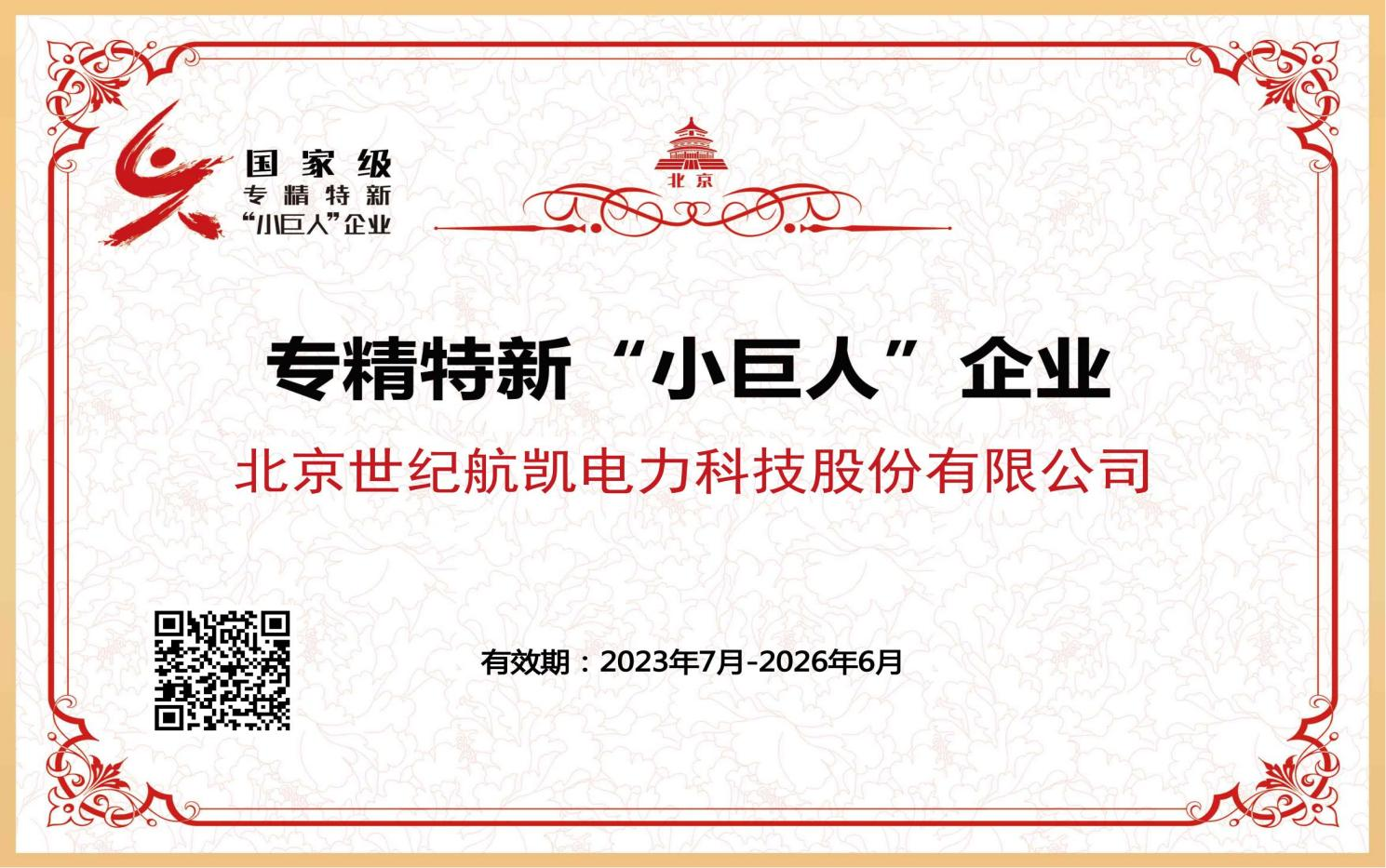 專精特新“小巨人”企業(yè)證書(shū)